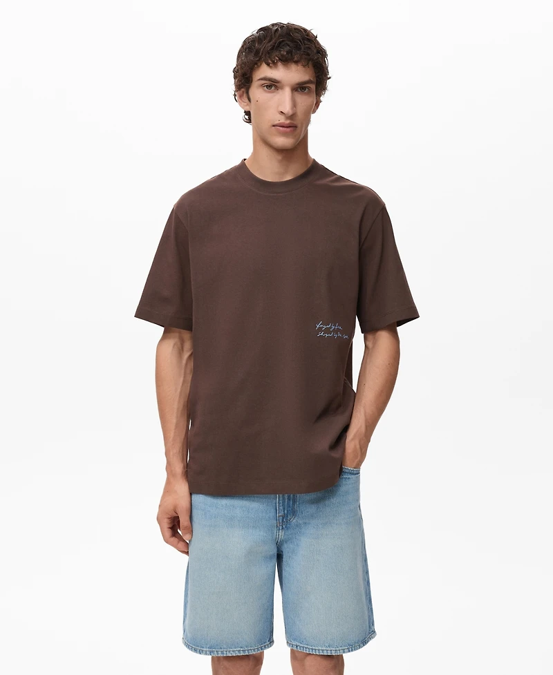 Mango Men's Printed Patch T-Shirt
