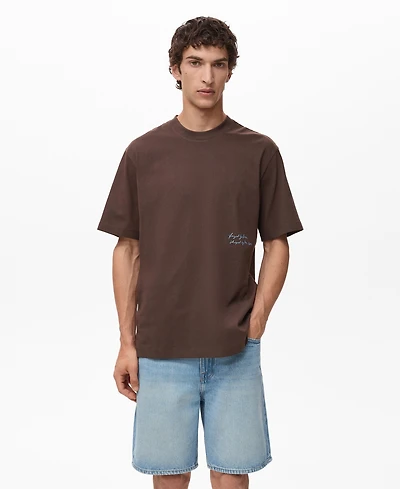 Mango Men's Printed Patch T-Shirt