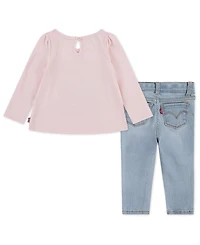 Levi's Baby Girls 2-Piece Western Top and Star Jeans Set