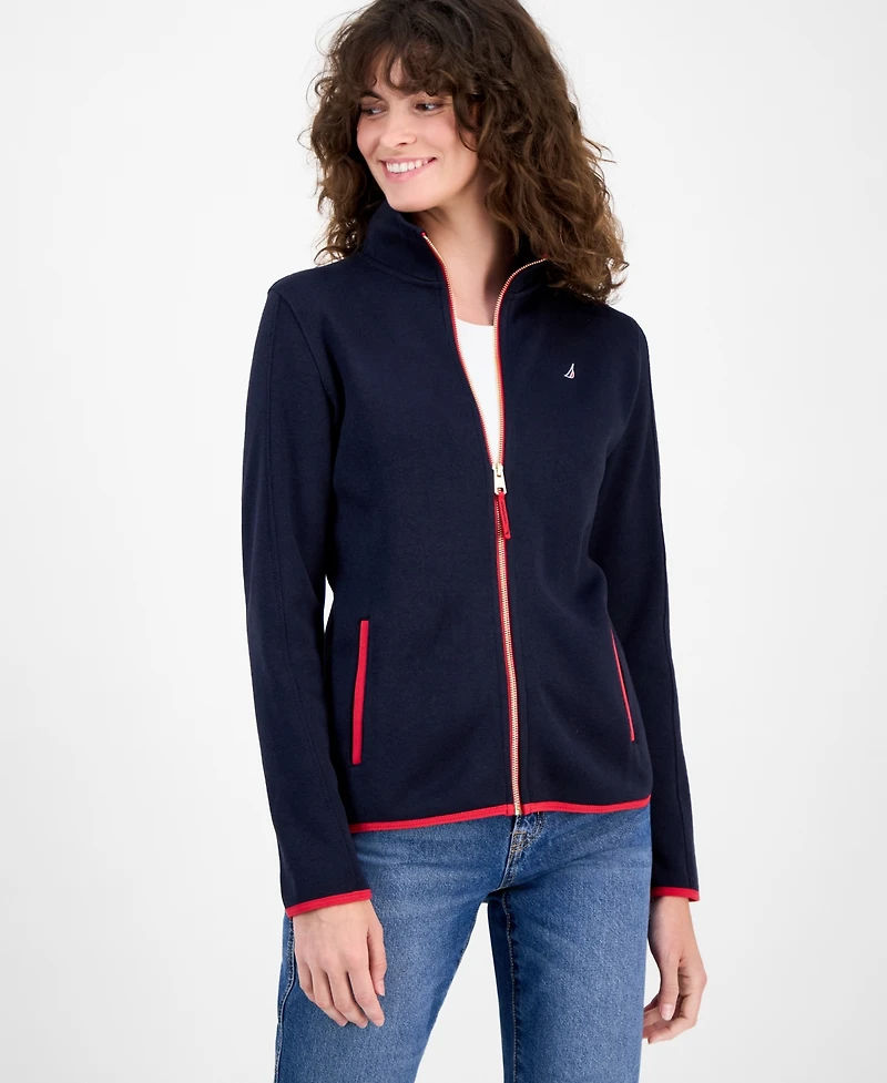 Nautica Jeans Women's Zip-Front Fleece Sweater jacket