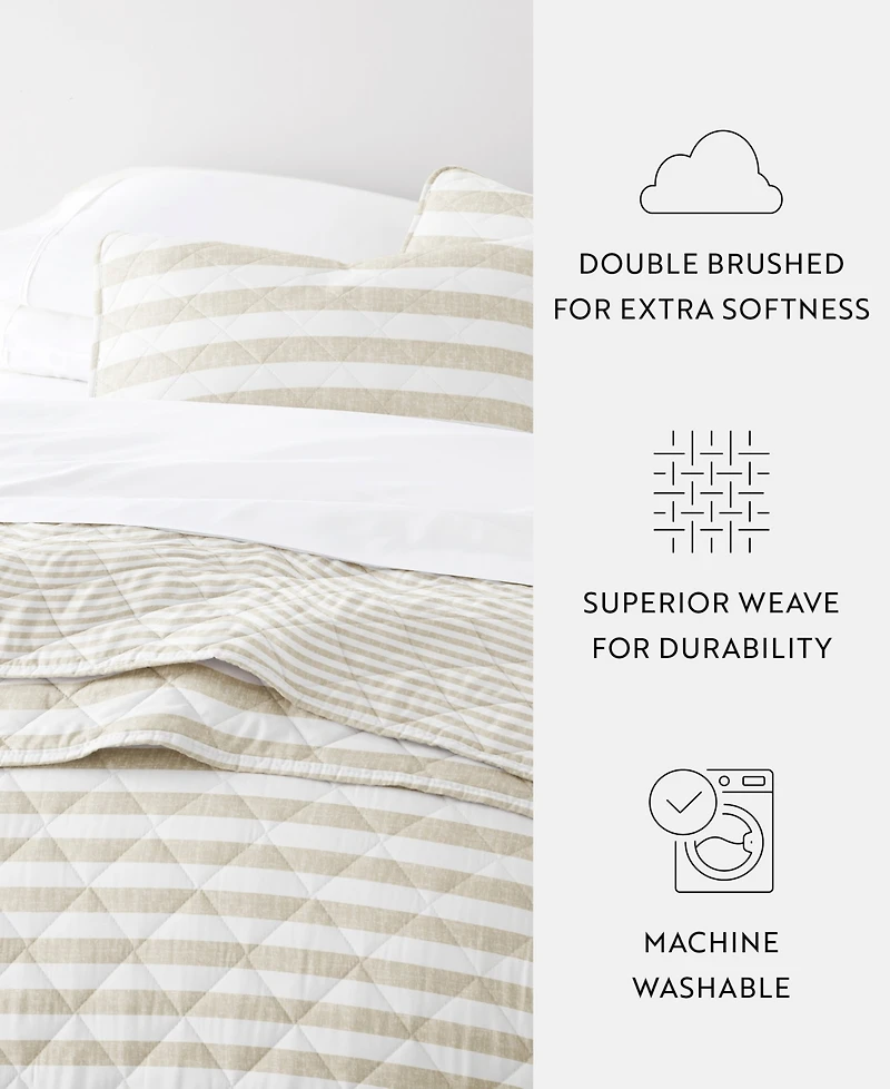 ienjoy Home Classic Stripe Reversible 3-Pc. Quilt Set, Full/Queen