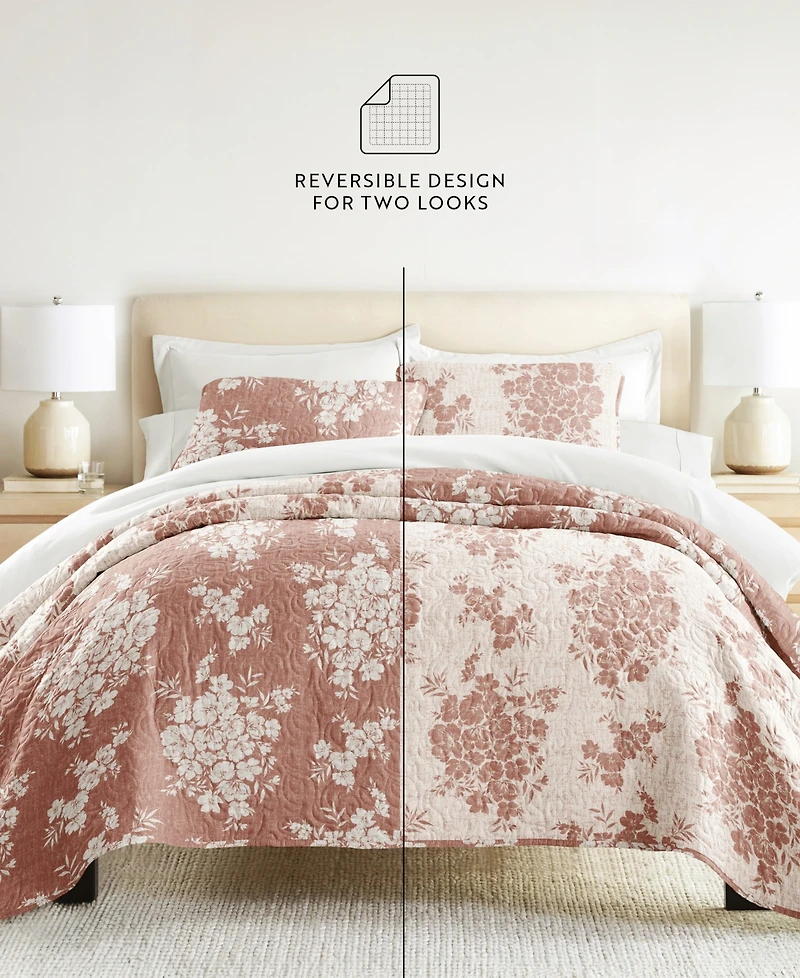 ienjoy Home Distressed Bouquet Reversible 3-Pc. Quilt Set, Full/Queen
