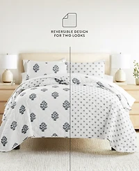 ienjoy Home Stamped Bloom Reversible 3-Pc. Quilt Set, King/California King