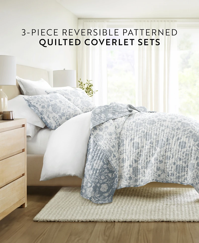 ienjoy Home Textured Floral Reversible 3-Pc. Quilt Set, King/California King
