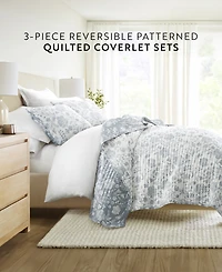 ienjoy Home Textured Floral Reversible 3-Pc. Quilt Set, King/California King