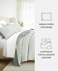 ienjoy Home Tossed Ferns Reversible 3-Pc. Quilt Set, King/California King