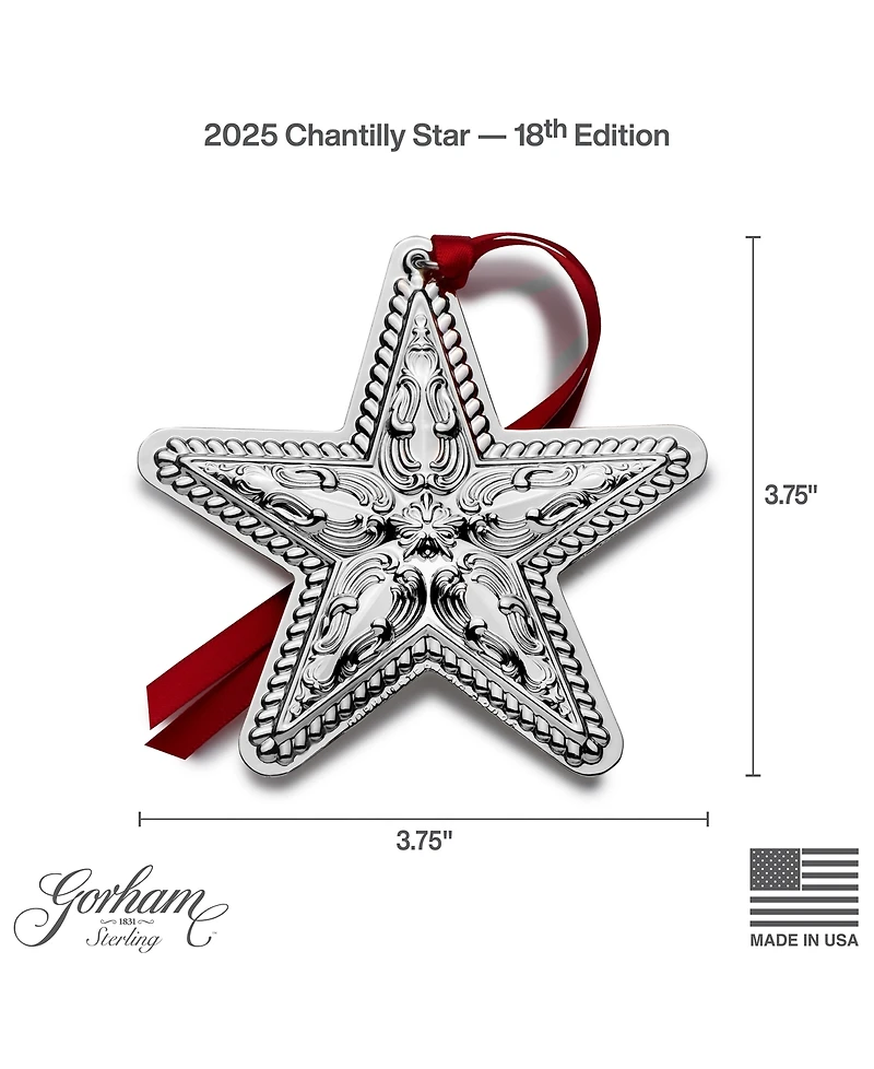 Gorham 2025 Sterling Silver Chantilly Ornament, 18th Edition