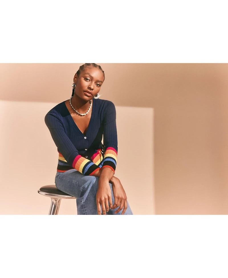 Isaac Mizrahi Women's Striped Cardigan