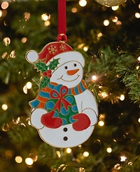 Wallace 2025 Gold-Plated Enameled Snowman Ornament, 16th Edition