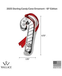 Wallace 2025 Sterling Silver Candy Cane Ornament, 18th Edition