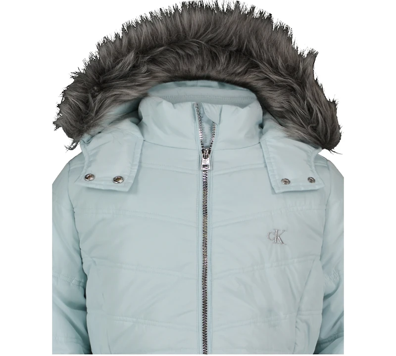 Calvin Klein Big Girls Hooded Aerial Puffer Jacket