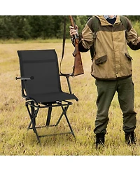 Akiudex Foldable Swivel Patio Chair with Armrest and Mesh Back