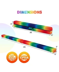 Akiudex 8FT Foldable Gymnastics Balance Beam with Suede Surface and Foam Padding