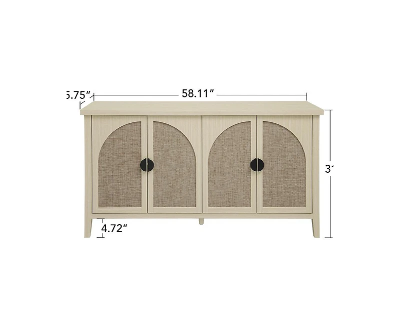 Casainc Rattan Storage Cabinet with 4 Door