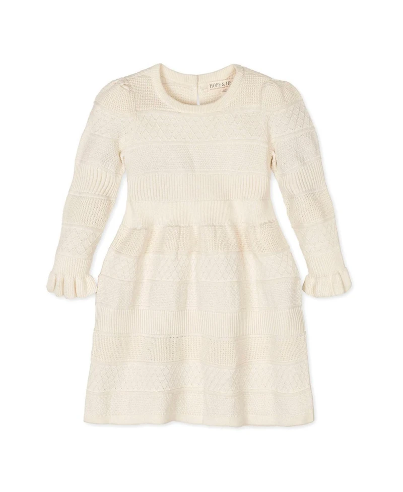 Hope & Henry Big Girls Organic Long Sleeve Ruffle Cuff Sweater Dress