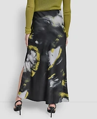 Dkny Women's Printed Maxi Bias Pull-On Skirt