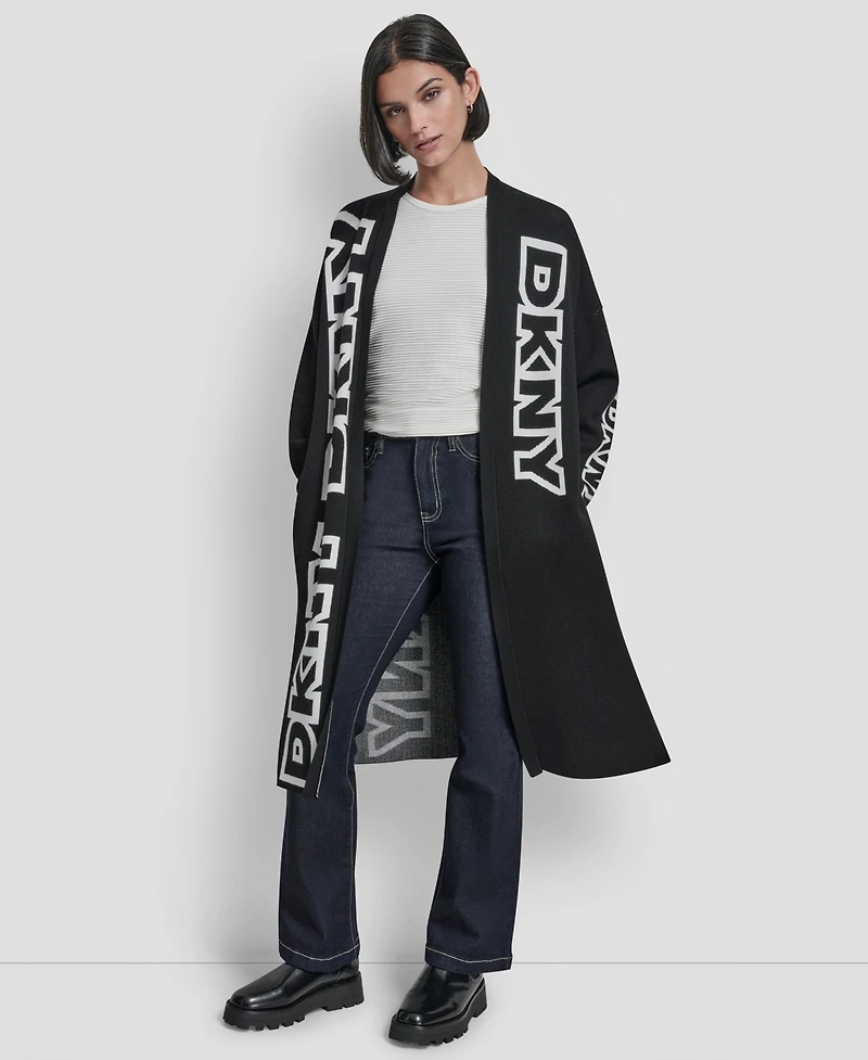 Dkny Women's Exploded Logo Oversized Cardigan Sweater