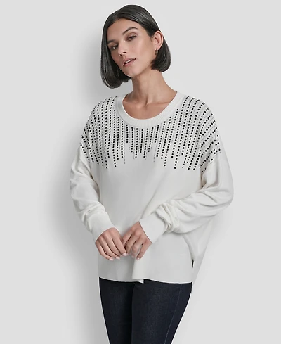 Dkny Women's Hotfix Fringe Long Sleeve Sweater