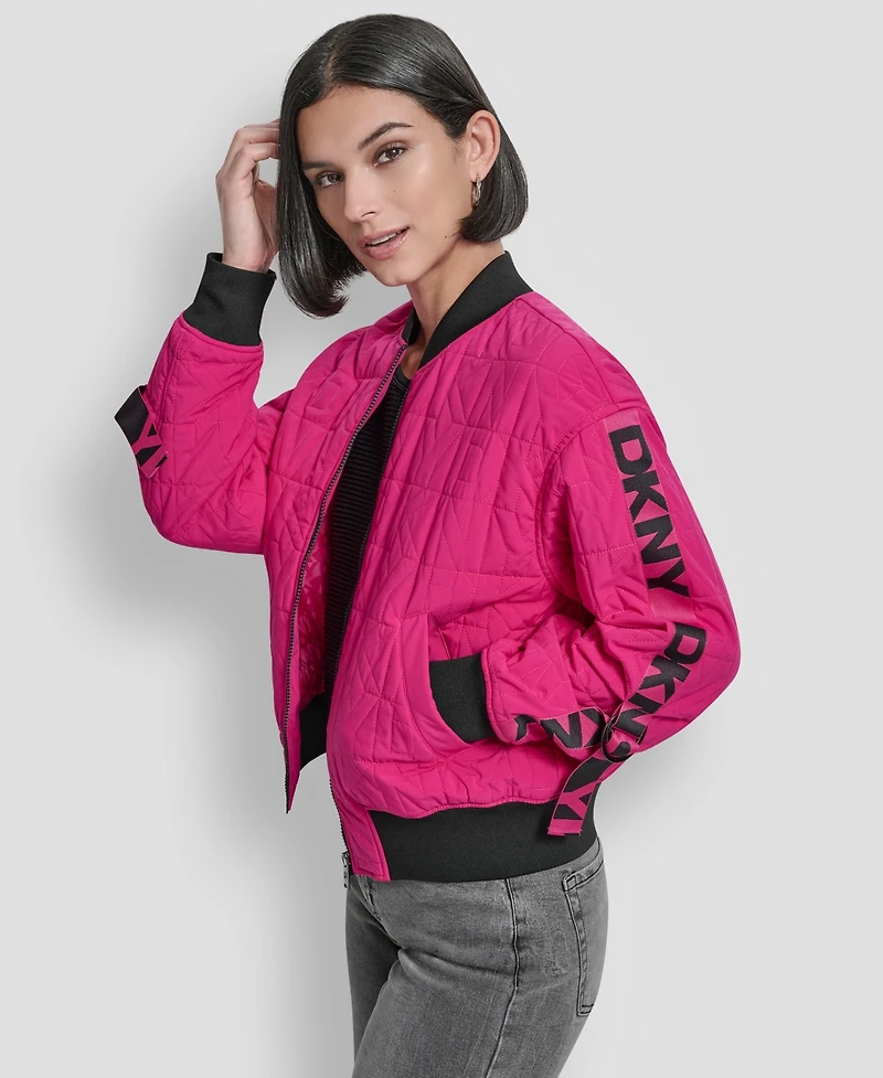 Dkny Women's Long-Sleeve Quilted Bomber Jacket
