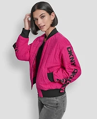 Dkny Women's Long-Sleeve Quilted Bomber Jacket