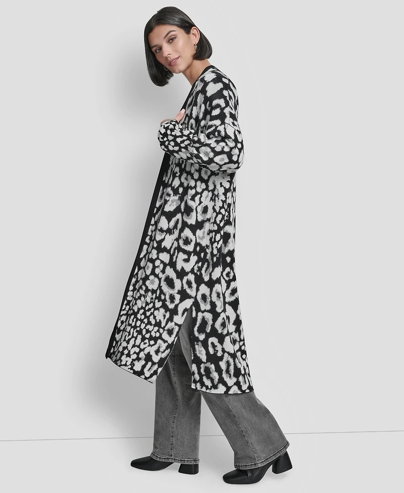 Dkny Women's Leopard Jacquard Oversized Cardigan