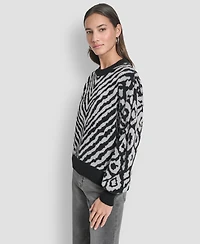 Dkny Women's Long Sleeve Crew Neck Sweater