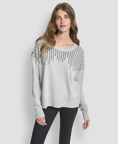 Dkny Women's Hotfix Fringe Long Sleeve Sweater