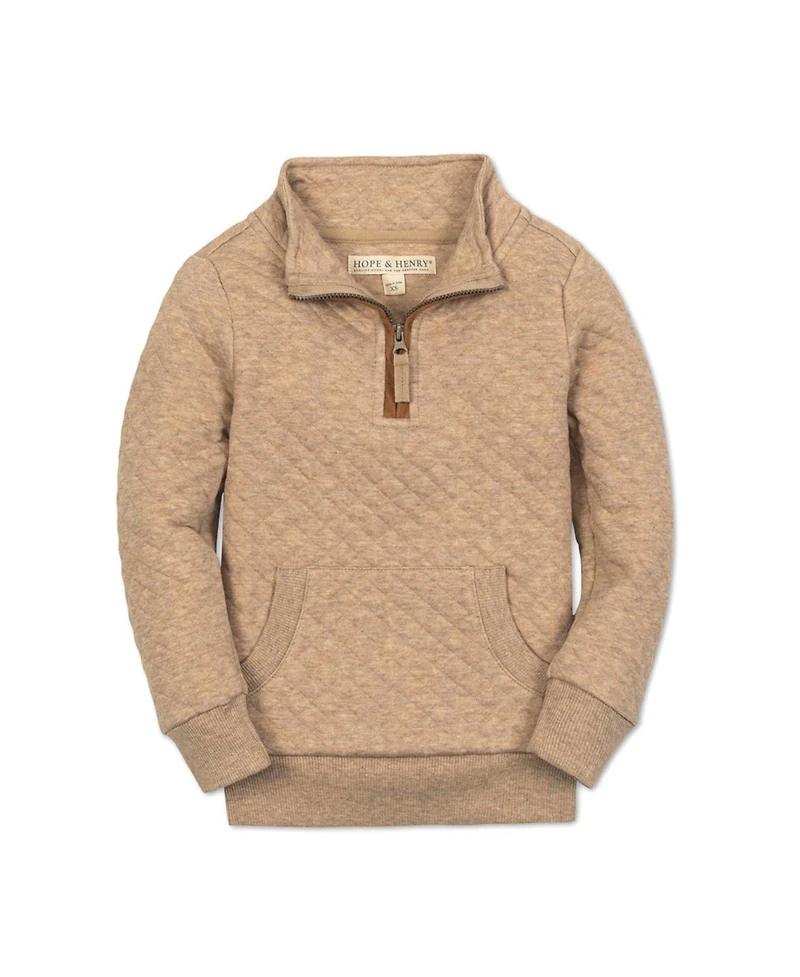 Hope & Henry Little and Big Boys' Long Sleeve Quilted Kanga Half Zip Pullover