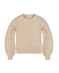 Hope & Henry Women's Organic Peasant Sleeve Cable Sweater