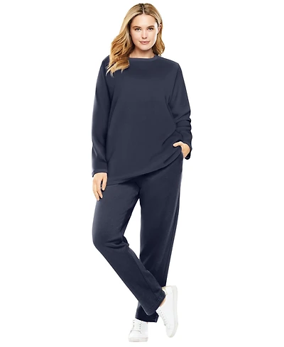 Woman Within Petite Plus Fleece Sweatshirt Set