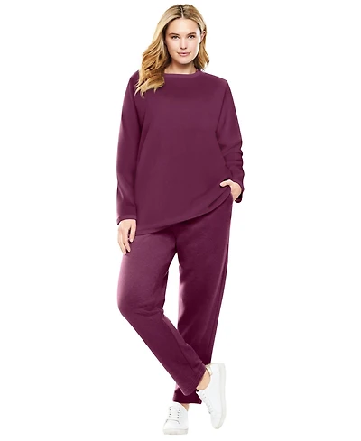 Woman Within Plus Petite Fleece Sweatshirt Set