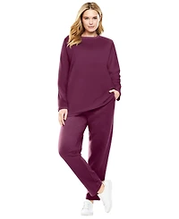 Woman Within Plus Petite Fleece Sweatshirt Set