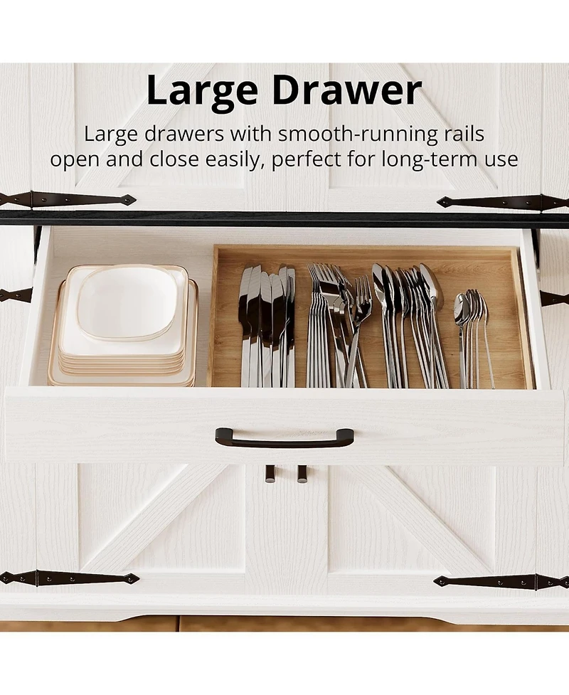 Ironck Kitchen Pantry Cabinet with Adjustable Shelves, White/Black