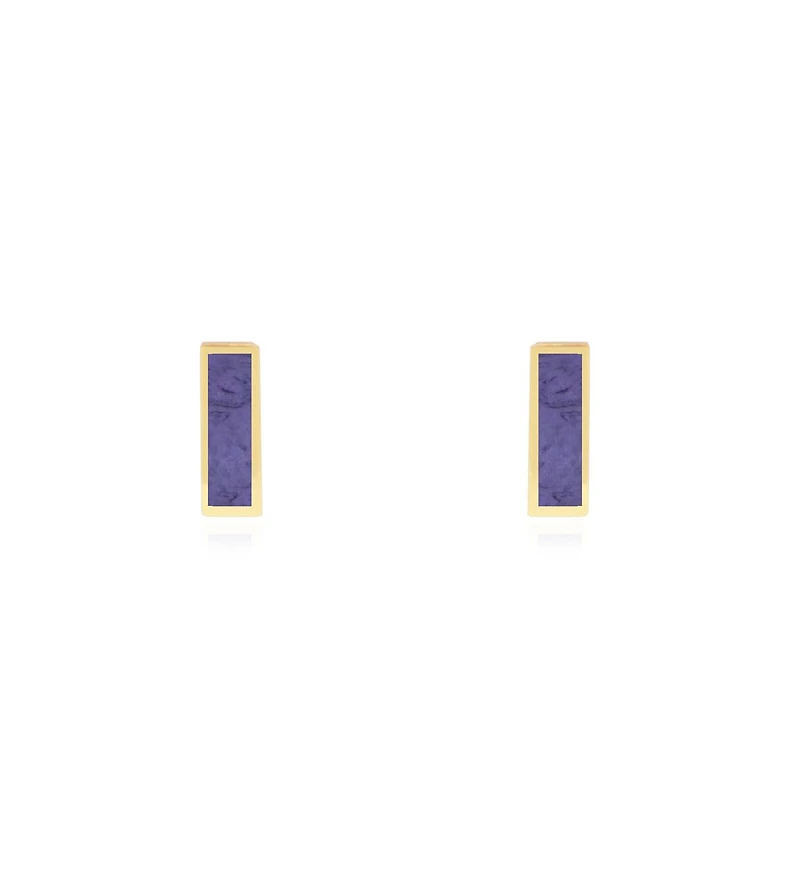 The Lovery Amethyst Bar Stud Earrings 14K Gold