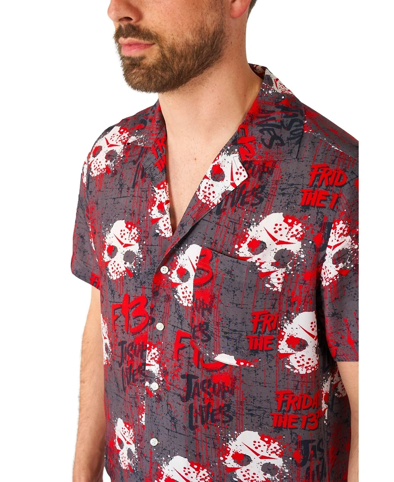 OppoSuits Men's Official Friday the 13th Hawaii Shirt - Halloween Themed Party Short Sleeve Black