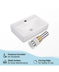 Aquaterior Wall Mount Ceramic Sink w/ One Hole Bathroom Faucet Single Handle Chr