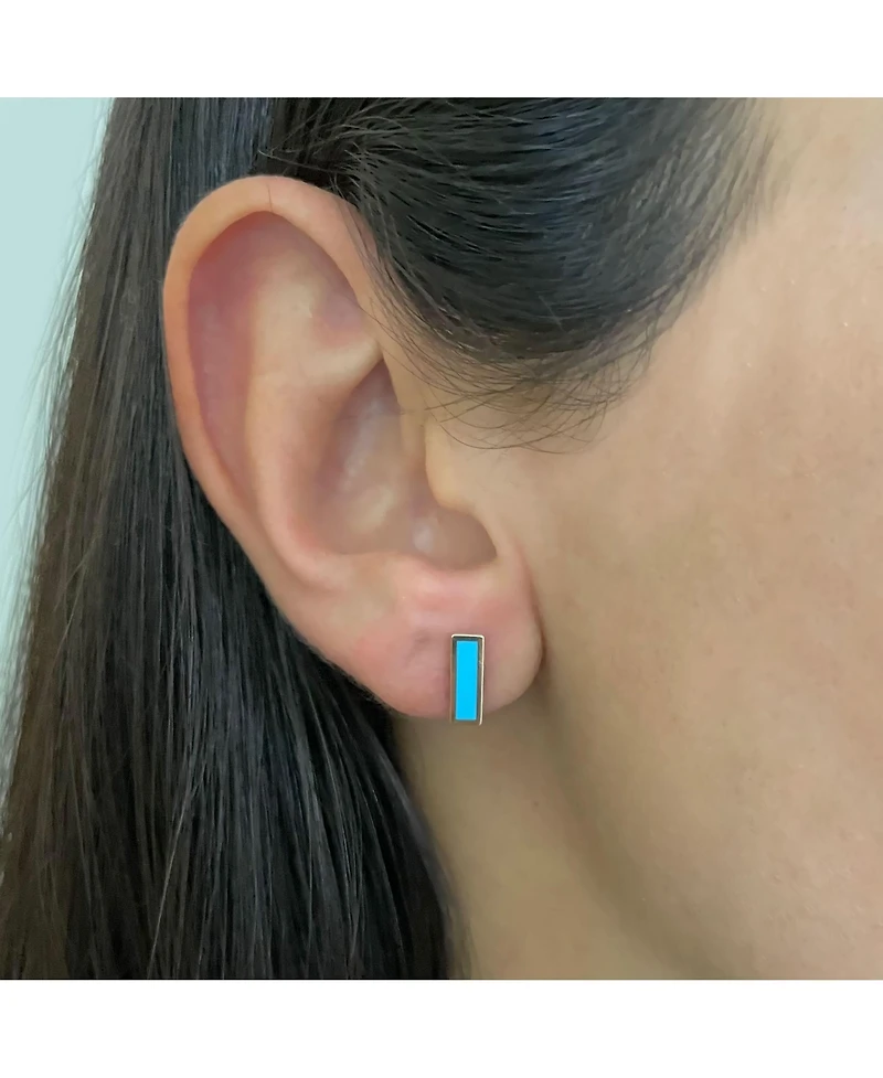 The Lovery Turquoise Bar Stud Earrings 14K Gold