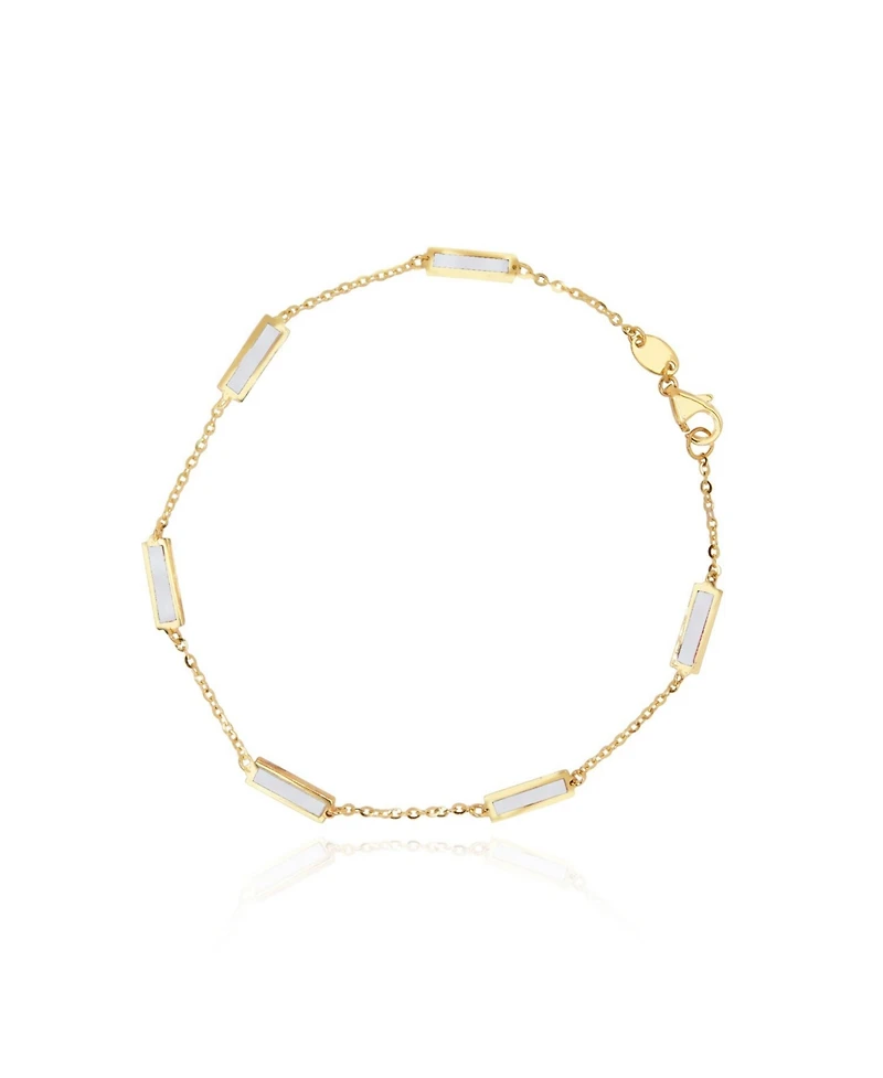 The Lovery Mother of Pearl Bar Chain Bracelet 14K Gold