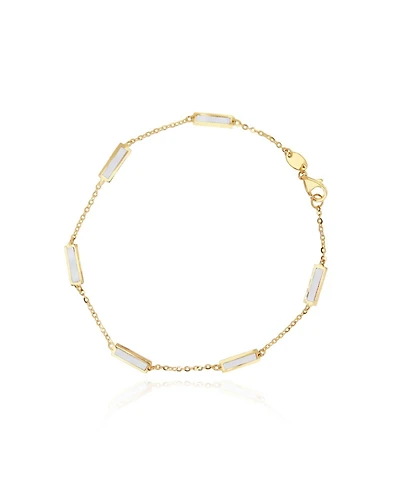The Lovery Mother of Pearl Bar Chain Bracelet 14K Gold