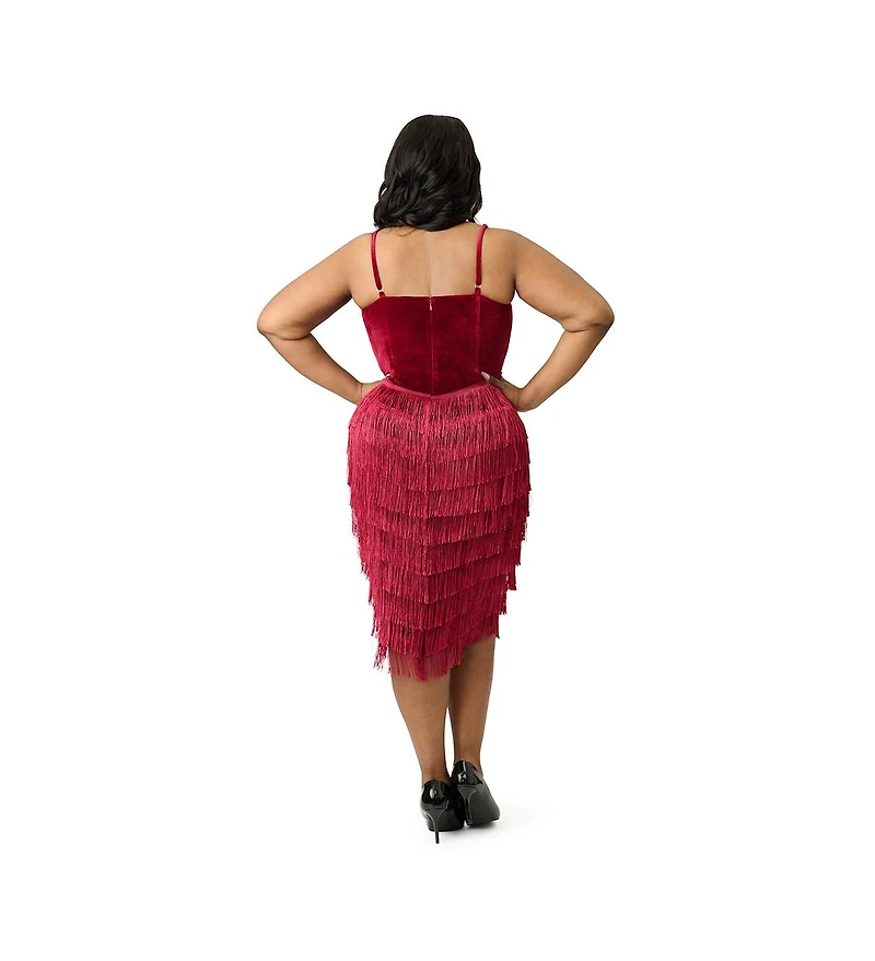 Unique Vintage Plus Chevron Fringe Pencil Dress