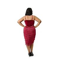 Unique Vintage Plus Chevron Fringe Pencil Dress