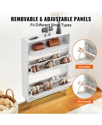 Slickblue Shoe Cabinet with 3 Flip Drawers, Freestanding Entryway Organizer for Boots and Heels