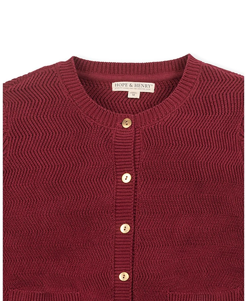 Hope & Henry Women's Organic Chevron Stitch Cardigan Sweater