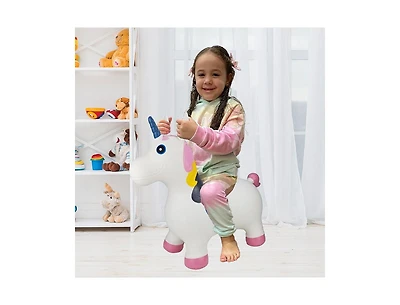 BounceZiez Inflatable Bouncy Ride-On Hopper W/ Pump