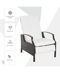 Outsunny Outdoor Recliner Chair, Cushioned, &