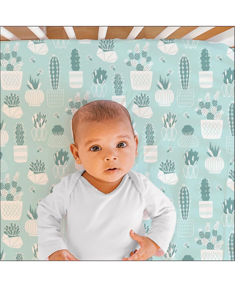 The Peanutshell Fitted Crib Sheets for Boys or Girls, 4 Pack Set, Cactus