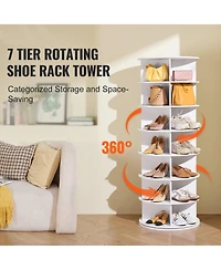 Slickblue Round 7-Tier Shoe Carousel, Rotating Shoe Rack Tower for Living Room or Entryway