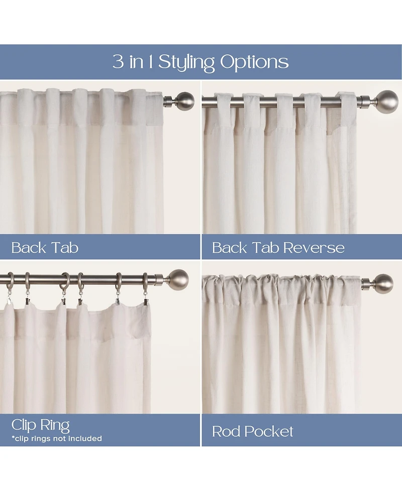 Awesome Home Textured Double Ruffle Rod Pocket Curtains Pair