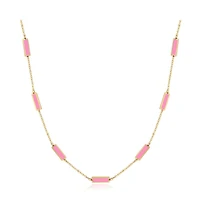 The Lovery Bubblegum Pink Bar Chain Necklace 14K Gold
