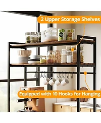 Ironck Kitchen Island with Stools, Storage and Power Outlet, Vintage Brown
